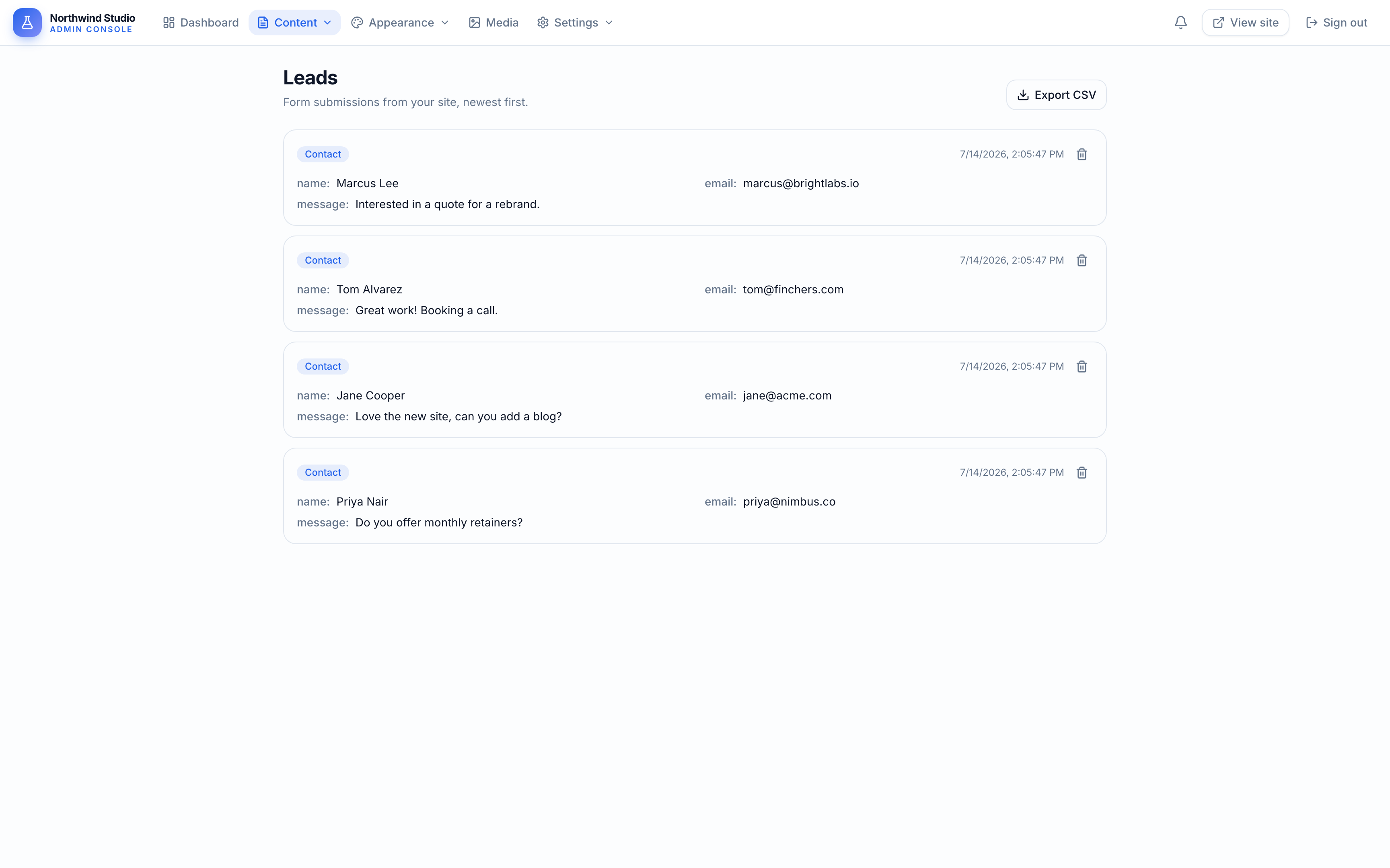 Capture and manage leads in Sitova